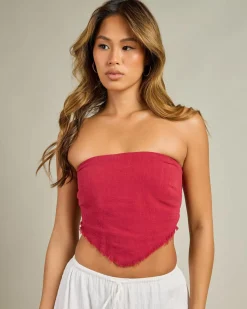 Sets|Linen Blend*Mooloola Mona Dallis Tube Top Burgundy