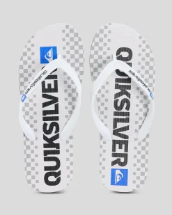 Flip Flops & Sandals*Quiksilver Moncata Blaze Thongs White/blue/grey