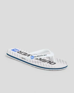 Flip Flops & Sandals*Quiksilver Moncata Blaze Thongs White/blue/grey