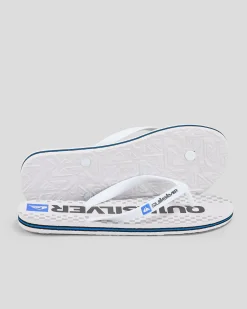 Flip Flops & Sandals*Quiksilver Moncata Blaze Thongs White/blue/grey