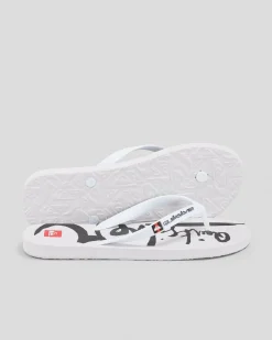 Flip Flops & Sandals*Quiksilver Moncata Natas Thongs White/white/black