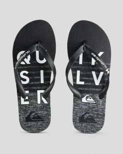 Flip Flops & Sandals*Quiksilver Moncata Wordmark Thongs Black/grey