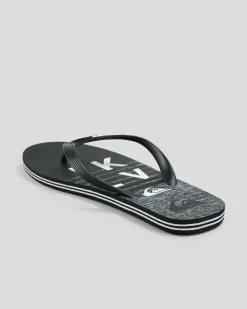 Flip Flops & Sandals*Quiksilver Moncata Wordmark Thongs Black/grey