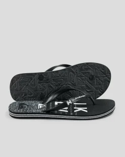Flip Flops & Sandals*Quiksilver Moncata Wordmark Thongs Black/grey
