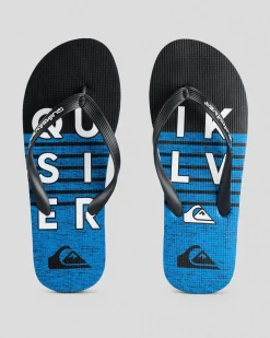 Flip Flops & Sandals*Quiksilver Moncata Wordmark Thongs Black/blue