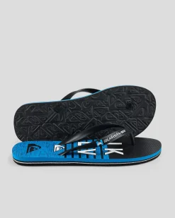 Flip Flops & Sandals*Quiksilver Moncata Wordmark Thongs Black/blue