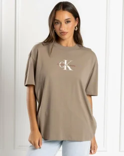 Tops*Calvin Klein Monologo Boyfriend T-Shirt Brindle