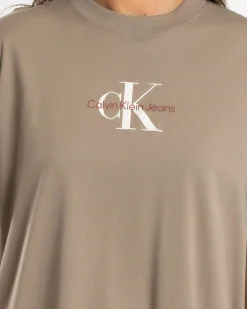 Tops*Calvin Klein Monologo Boyfriend T-Shirt Brindle
