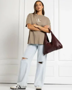 Tops*Calvin Klein Monologo Boyfriend T-Shirt Brindle