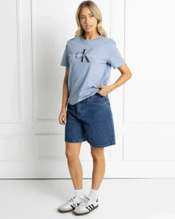 Tops*Calvin Klein Monologo Crew Neck T-Shirt Forever Blue