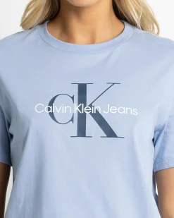 Tops*Calvin Klein Monologo Crew Neck T-Shirt Forever Blue