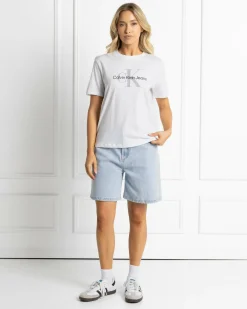 Tops*Calvin Klein Monologo Crew Neck T-Shirt Brilliant White