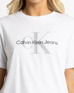 Tops*Calvin Klein Monologo Crew Neck T-Shirt Brilliant White