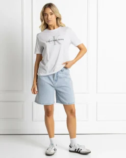 Tops*Calvin Klein Monologo Crew Neck T-Shirt Brilliant White