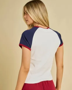 Outlet Mr. Worldwide Raglan Ribbed Skimmer T-Shirt Women Tops
