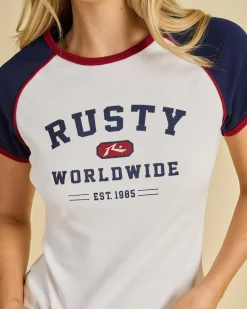 Outlet Mr. Worldwide Raglan Ribbed Skimmer T-Shirt Women Tops