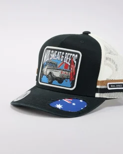 Headwear*Ringers Western Mud Sweats Beers Deep Fit Trucker Cap Black