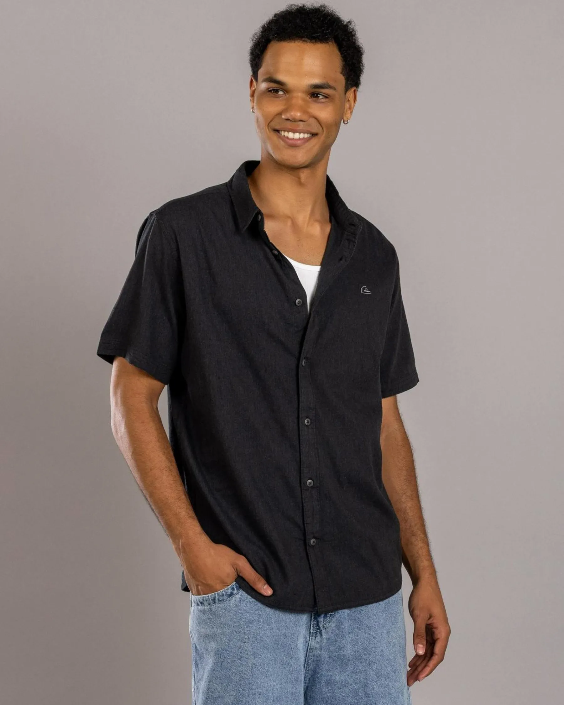 Tops & T-Shirts*Quiksilver MW Premium Stretch Short Sleeve Shirt Black
