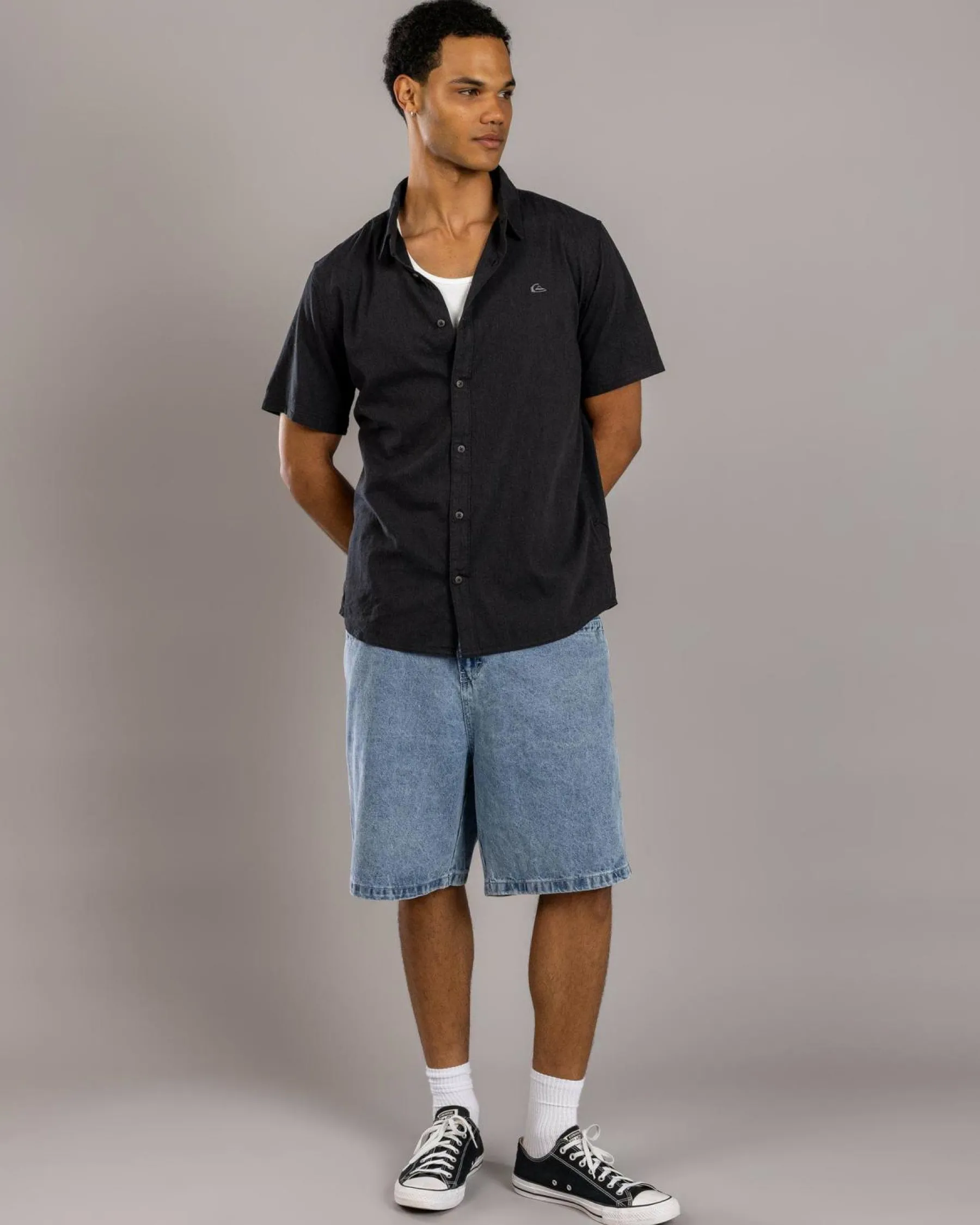 Tops & T-Shirts*Quiksilver MW Premium Stretch Short Sleeve Shirt Black