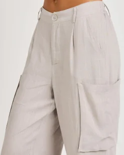 Sets|Linen Blend*Mooloola Nala Hawaii Pants Grey