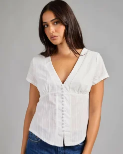 Tops*Pink Diamond Natalya Top White