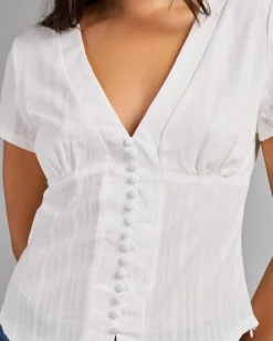 Tops*Pink Diamond Natalya Top White