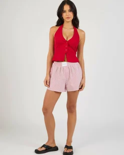 Bottoms*Ava And Ever Nate Shorts Red Stripe