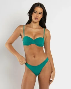 Bikinis*Kaiami Neesha Cheeky Ruch Bikini Bottom Emerald