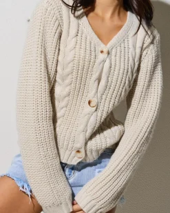 Knitwear|Jackets & Coats*Indikah Nemy Cable Knit Cardigan Oat