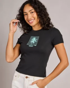 Tops*Rip Curl Neon Palm Fitted T-Shirt Black