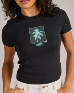 Tops*Rip Curl Neon Palm Fitted T-Shirt Black