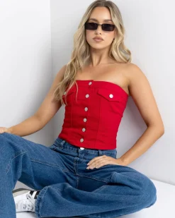 Sale Nicole Denim Tube Vest Women Tops