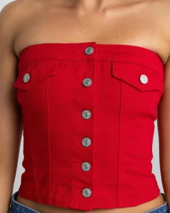 Sale Nicole Denim Tube Vest Women Tops