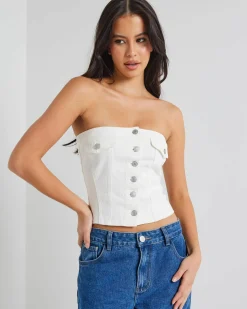 Discount Nicole Denim Tube Vest Women Tops