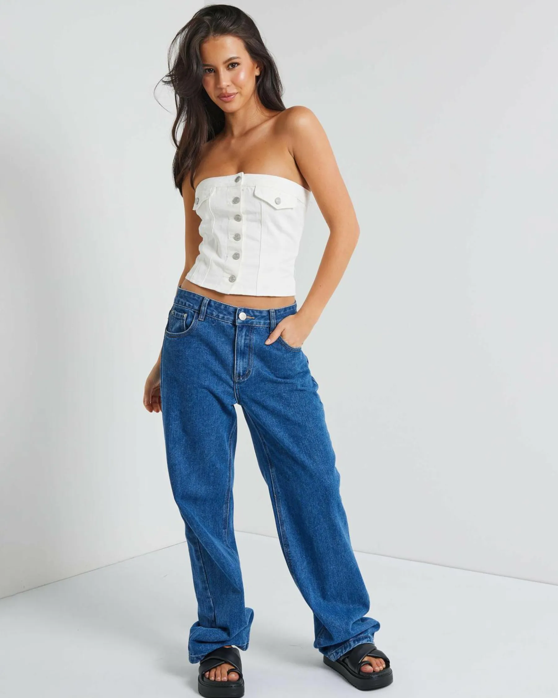 Discount Nicole Denim Tube Vest Women Tops