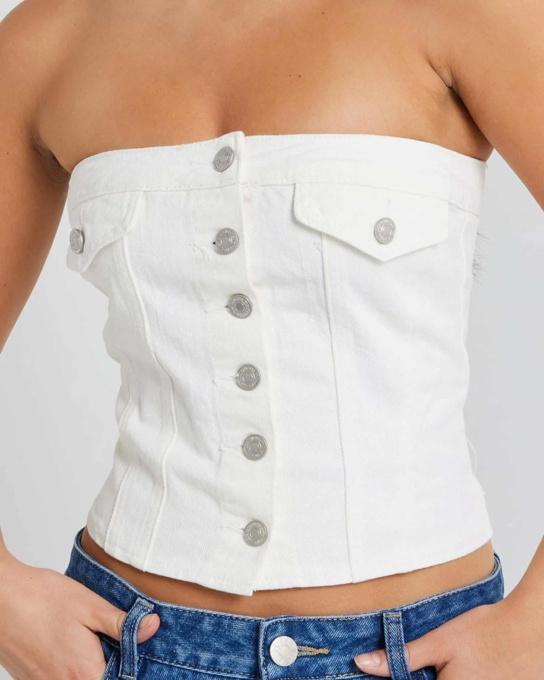 Discount Nicole Denim Tube Vest Women Tops