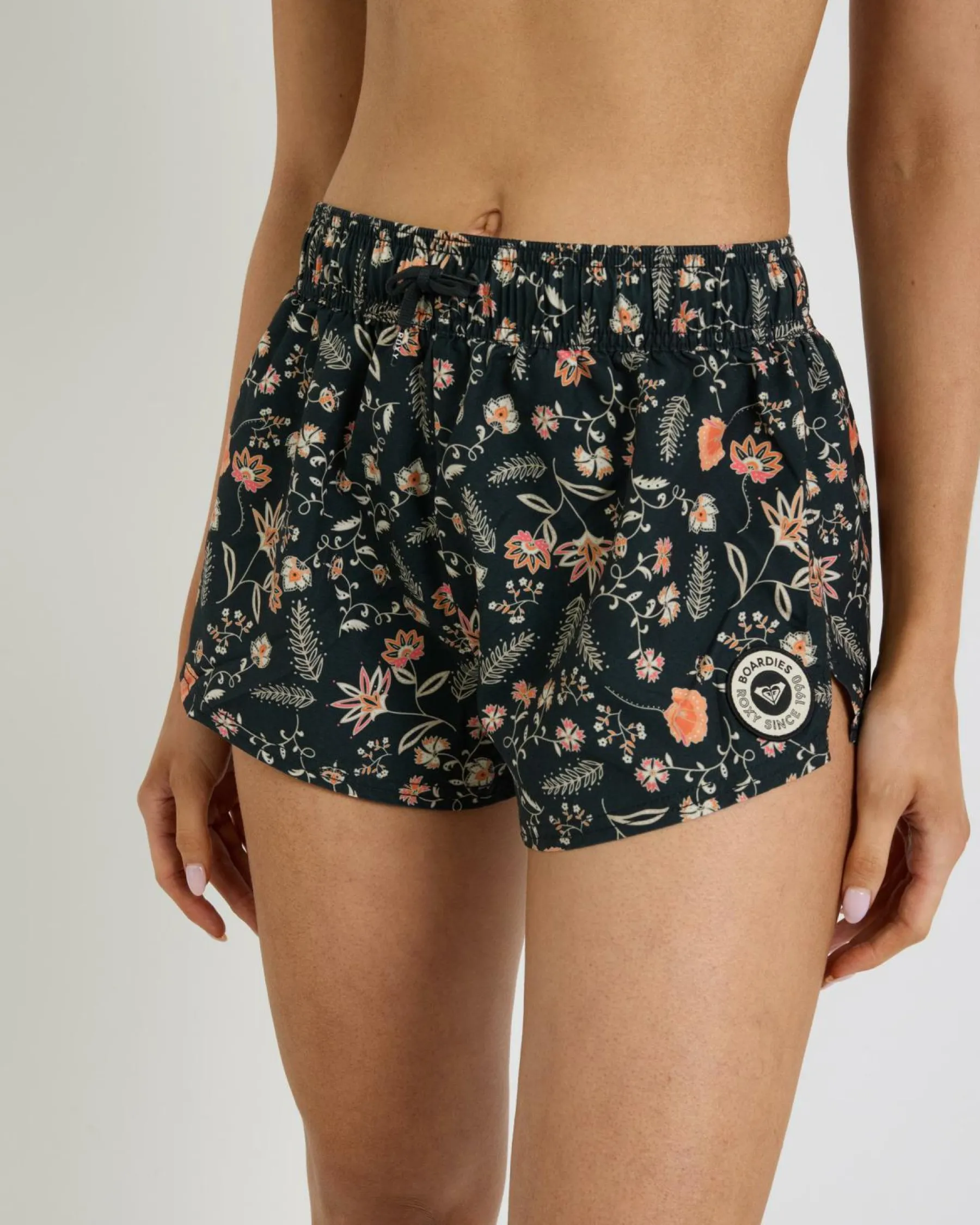 Board Shorts*Roxy No Bad Waves Printed 2" Board Shorts Anthracite Kerala Border