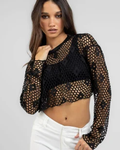 Tops*Red Berry Noah Mesh Top Black