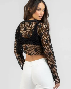 Tops*Red Berry Noah Mesh Top Black