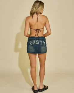 Denim|Bottoms*Rusty Norty Micro Mini Denim Skirt Dark N Dirty