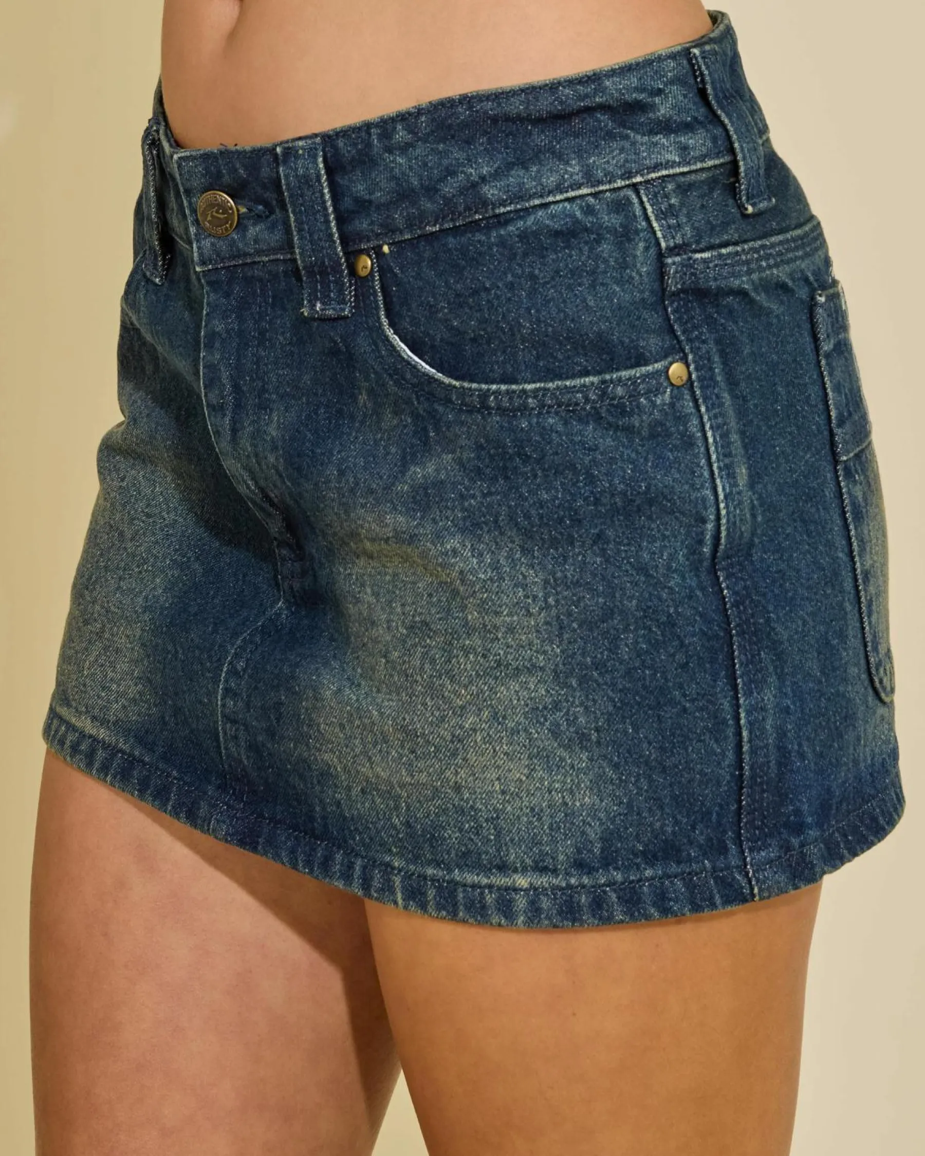 Denim|Bottoms*Rusty Norty Micro Mini Denim Skirt Dark N Dirty