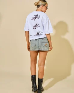 Denim|Bottoms*Worship Supplies Nostalgia Micro Denim Skirt Dirty Streaky Fade