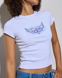 Hot Not Your Angel Cap Sleeve T-Shirt Women Tops