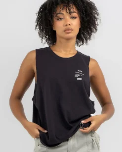 Tops*Fox Numerical Biker Tank Black