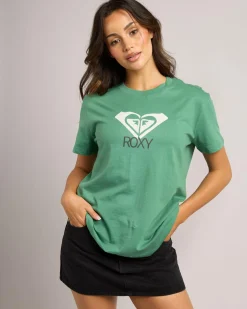 Tops*Roxy Ocean Road Art T-Shirt Deep Grass Green