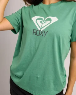 Tops*Roxy Ocean Road Art T-Shirt Deep Grass Green