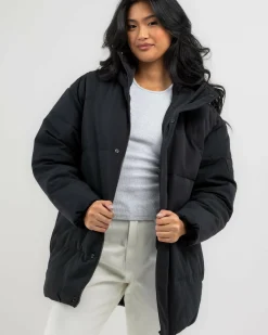 Jackets & Coats*Roxy Ocean Ways Hooded Puffer Jacket Anthracite