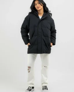 Jackets & Coats*Roxy Ocean Ways Hooded Puffer Jacket Anthracite