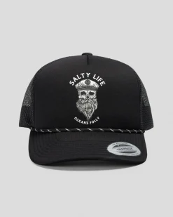 Headwear*Salty Life Oceans Folly Trucker Cap Black