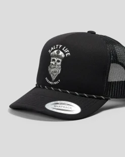 Headwear*Salty Life Oceans Folly Trucker Cap Black